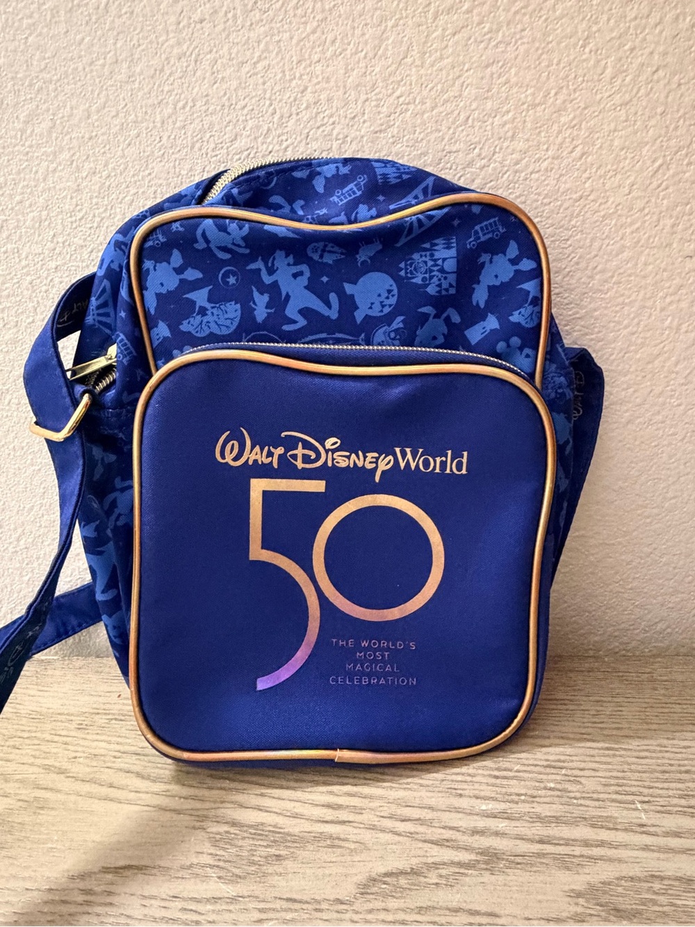Disney Blue and Gold Walt Disney World 50 Crossbody Messenger Bag